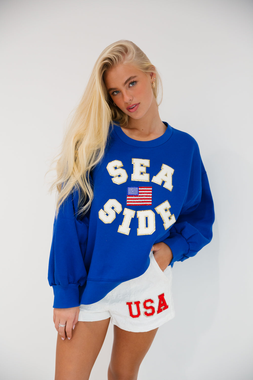 BY THE SEASIDE PULLOVER pullover Judith March LARGE ROYAL BLUE