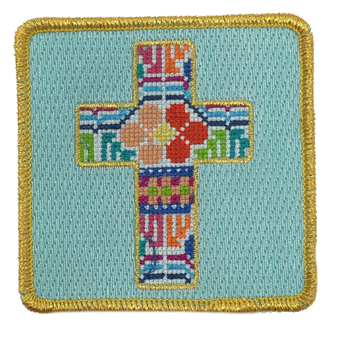 Judith March Red Cross Stitch Patch Trucker Hat Distressed PATCHWORK CROSS PATCH HAT – Judith March main image 4