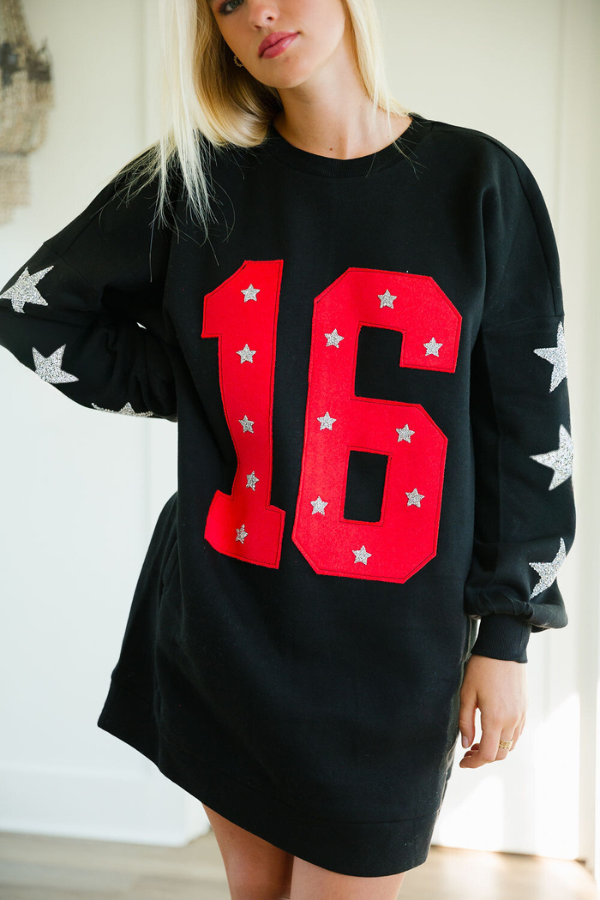CUSTOM NUMBER PATCH PULLOVER DRESS PULLOVER Judith March   