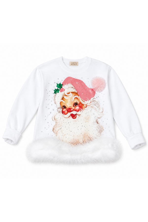 MINI KIDS SANTA CLAUS SPARKLE WHITE PULLOVER PULLOVER Judith March