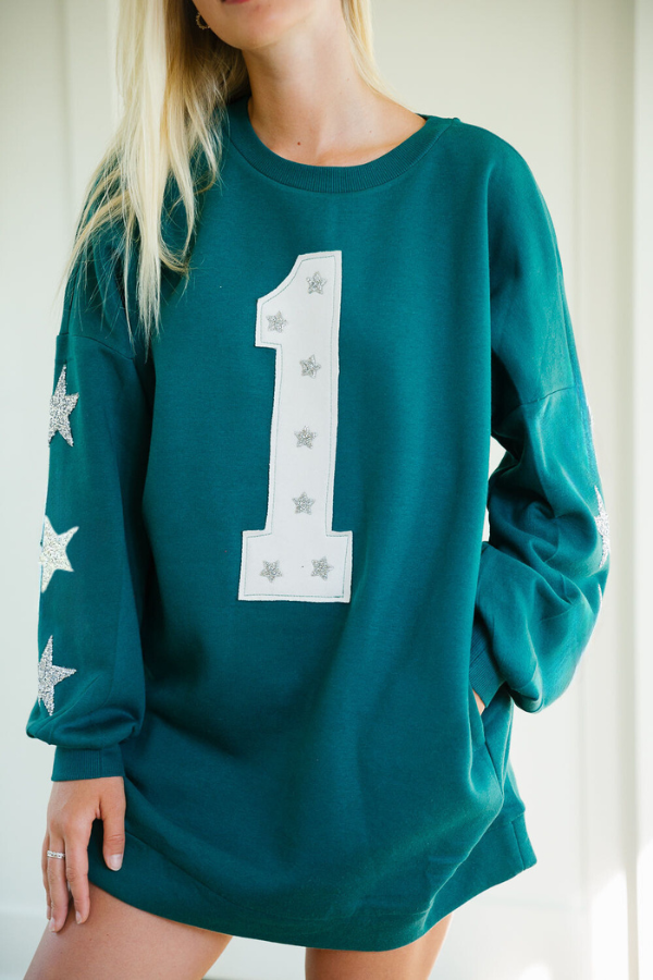 CUSTOM NUMBER PATCH PULLOVER DRESS PULLOVER Judith March   