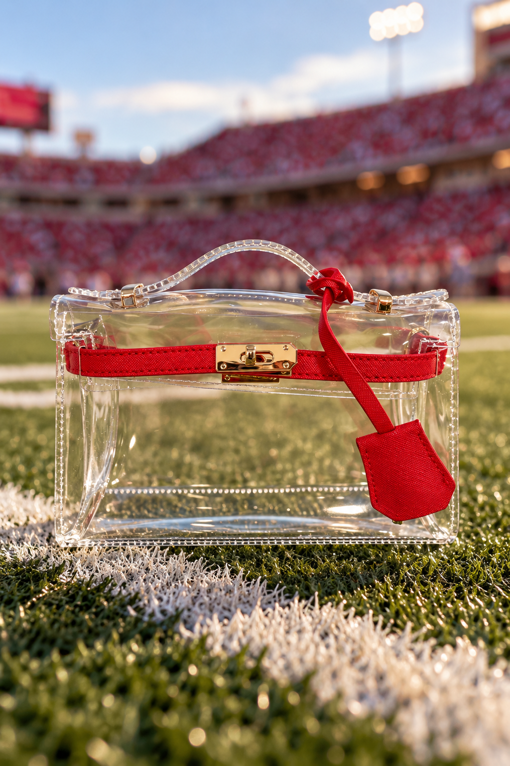 GAME DAY GLAM CLEAR STADIUM BAG PURSE Judith March RED