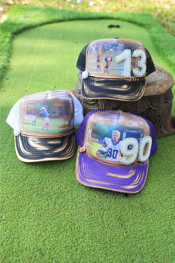 CUSTOM SPORTS PATCH/PIN PHOTO TRUCKER HAT HAT Judith March