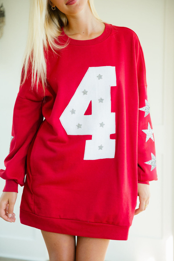 CUSTOM NUMBER PATCH PULLOVER DRESS PULLOVER Judith March   