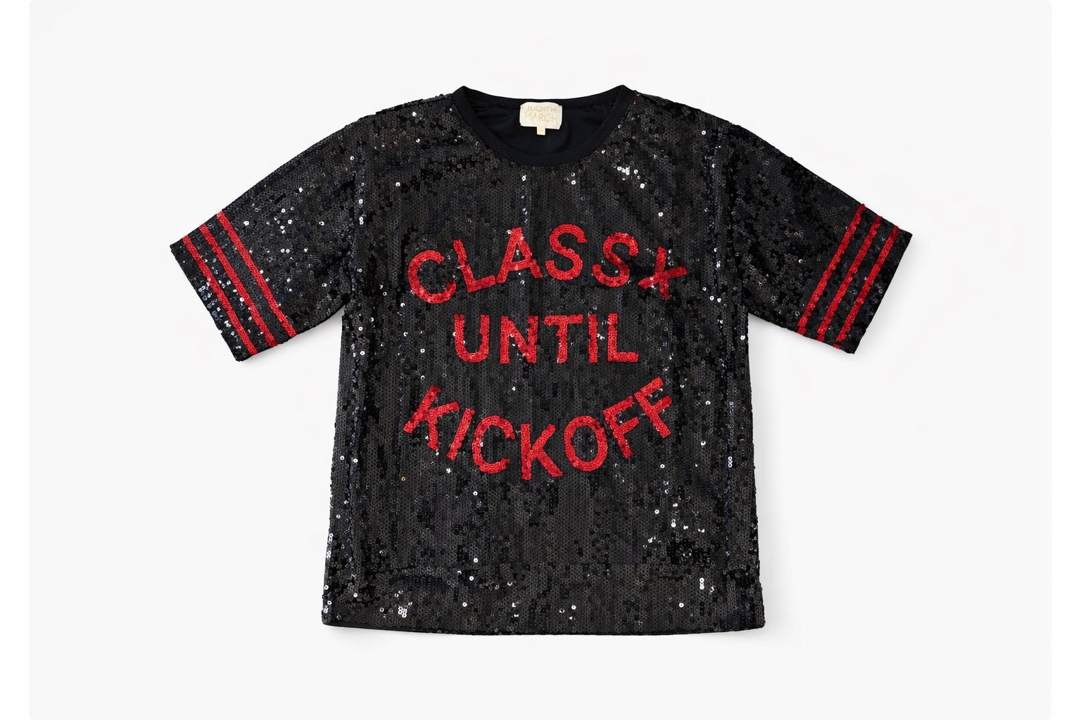 *CLASSY UNTIL KICKOFF BLACK/RED SEQUIN TOP - MULTIPLE SIZES TOP Judith March