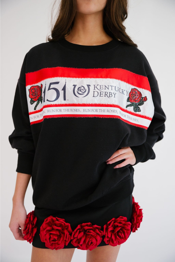 151 KENTUCKY DERBY® ROSES BLACK PULLOVER PULLOVER Judith March SMALL