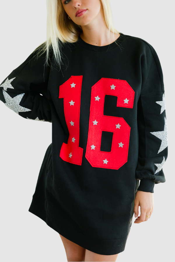 *RED #16 BLACK PULLOVER DRESS - ONE SIZE SWEATER Judith March