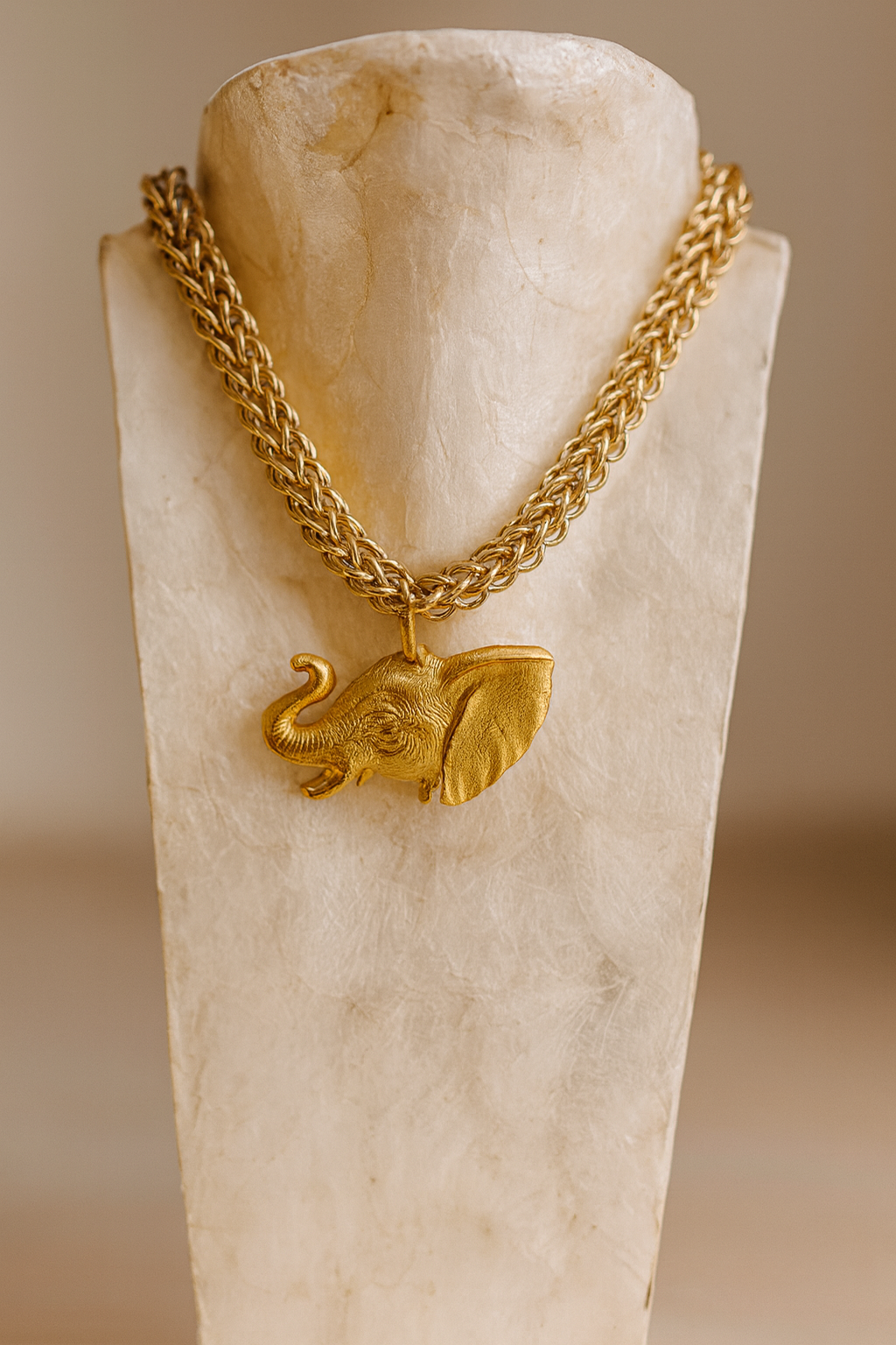 GOLDEN ELEPHANT VINTAGE NECKLACE - BY MADE IN THE DEEP SOUTH NECKLACE Judith March