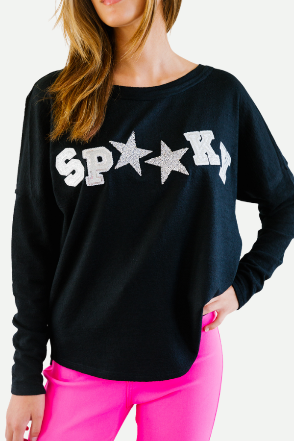 *SPOOKY BLACK LONG-SLEEVE TOP - SMALL SWEATER Judith March