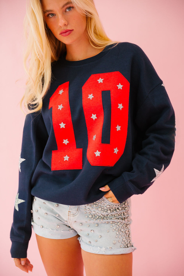 CUSTOM NUMBER PATCH PULLOVERS PULLOVER Judith March SMALL NAVY SHORT SLEEVE