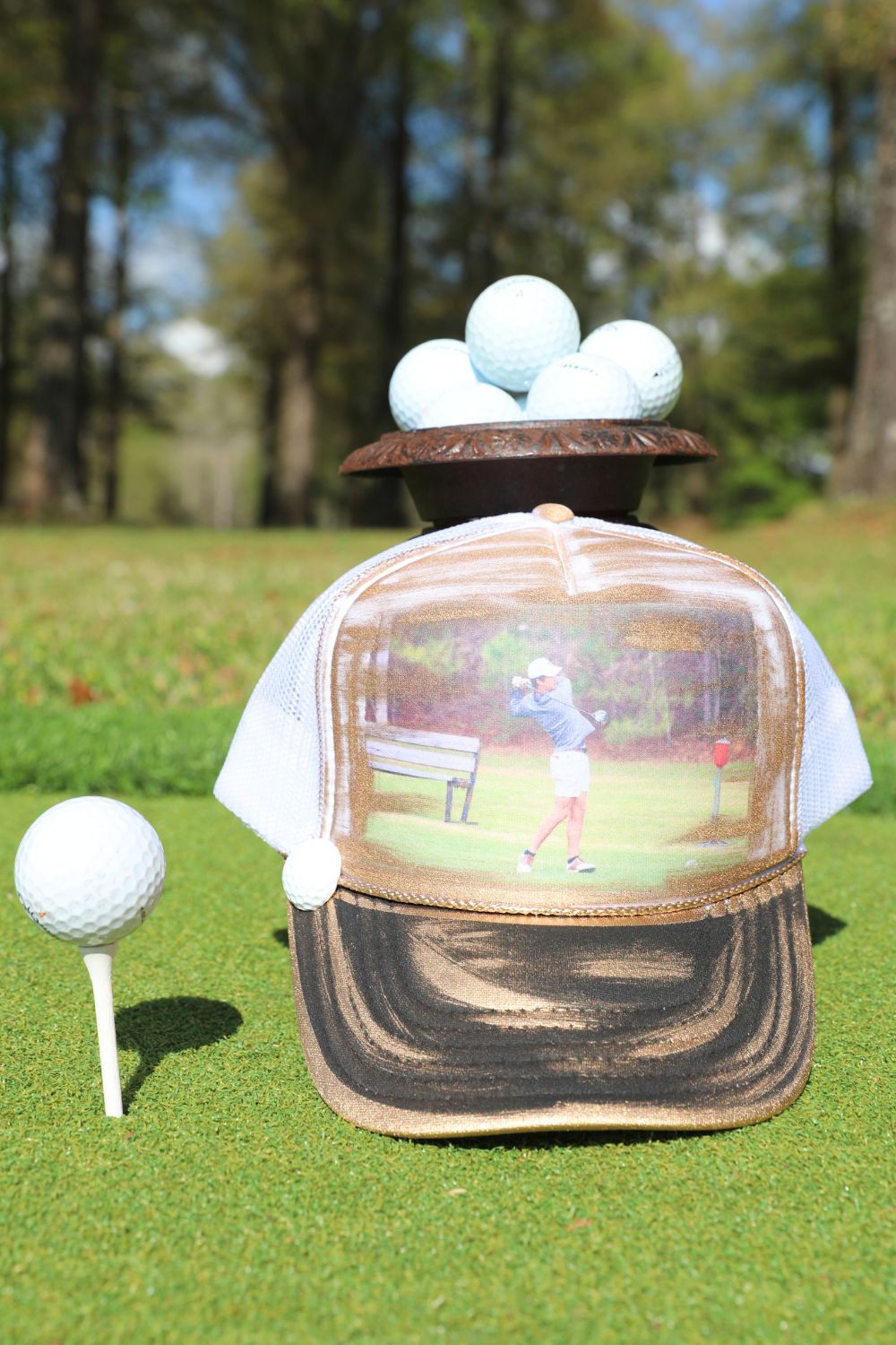 CUSTOM SPORTS PATCH/PIN PHOTO TRUCKER HAT HAT Judith March