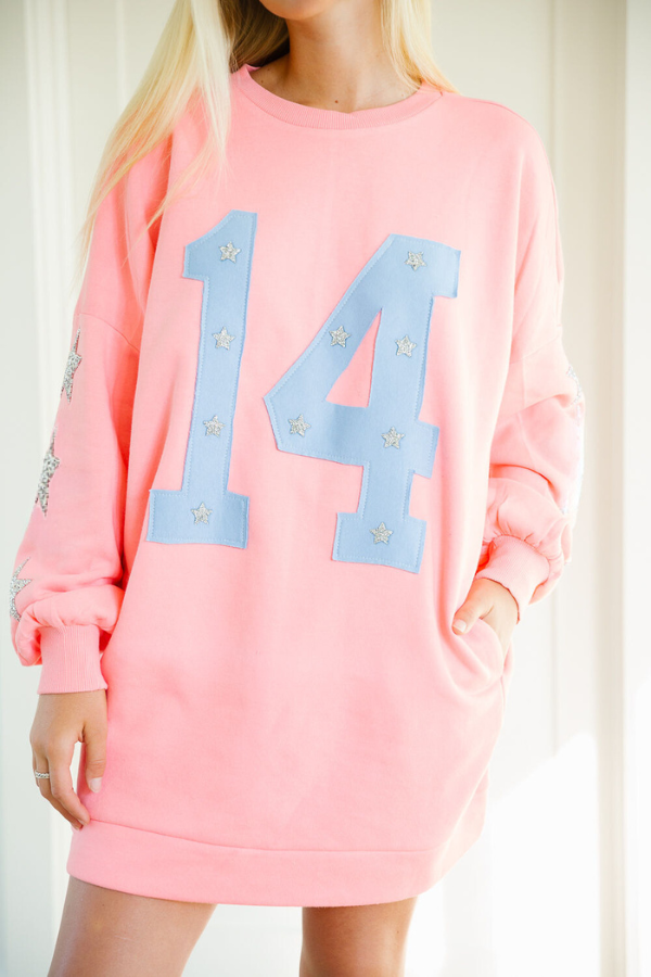 CUSTOM NUMBER PATCH PULLOVER DRESS PULLOVER Judith March   