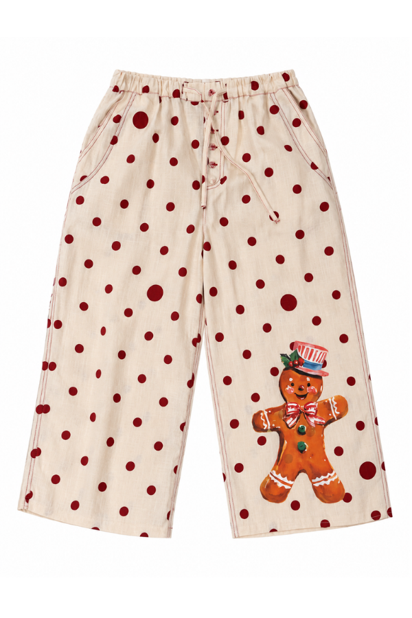 MINI KIDS GINGERBREAD POLKA DOT PANTS bow Judith March