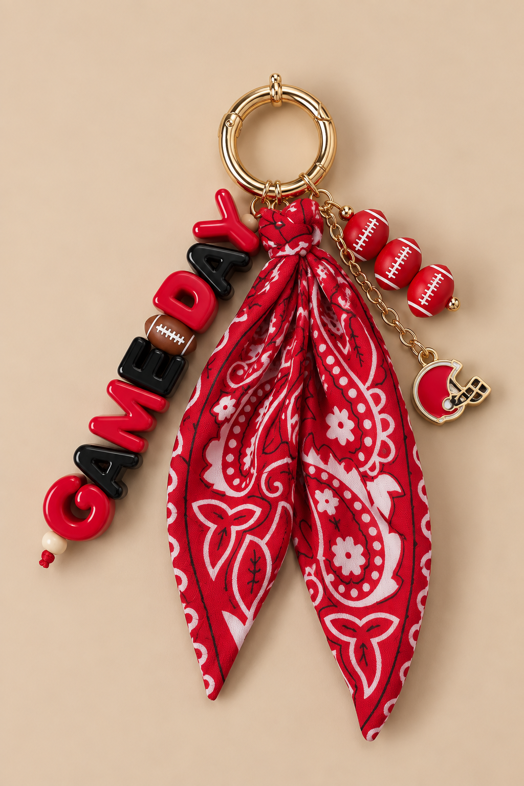 GAME DAY BAG CLIPS ACCESSORIES Judith March RED & BLACK - SCARF BAG CLIP