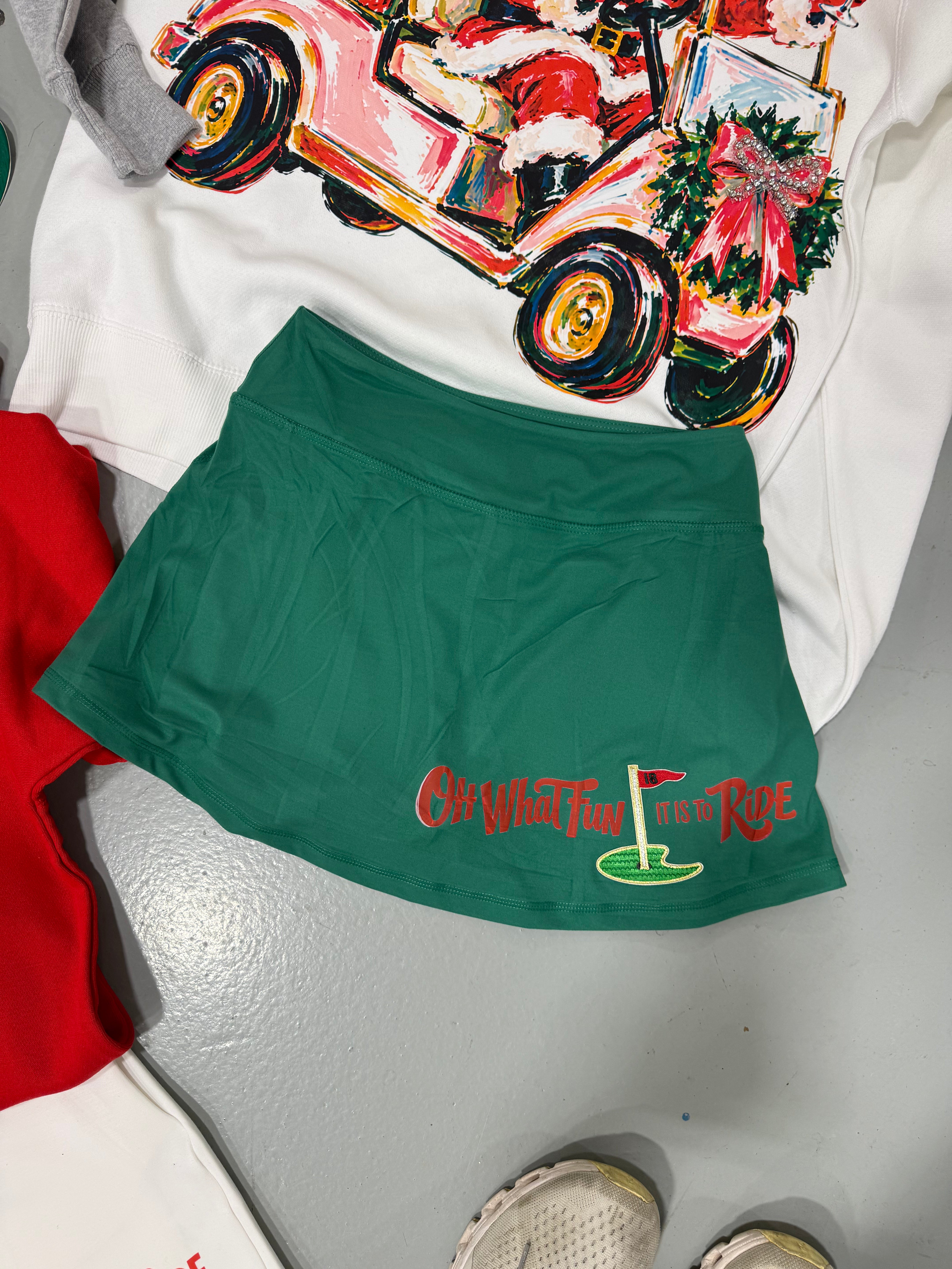 OH WHAT FUN 18TH HOLE GREEN ATHLETIC SKIRT SKIRT Judith March