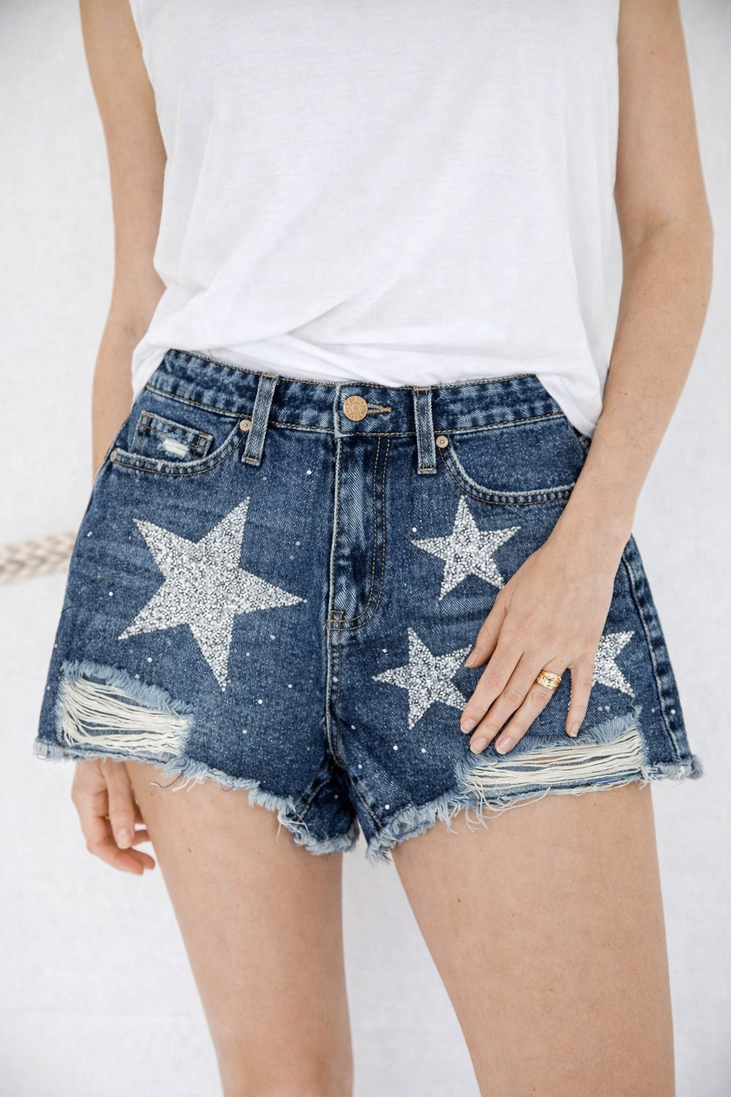 *SILVER STARS DENIM SHORTS - 3/26 SWEATER Judith March
