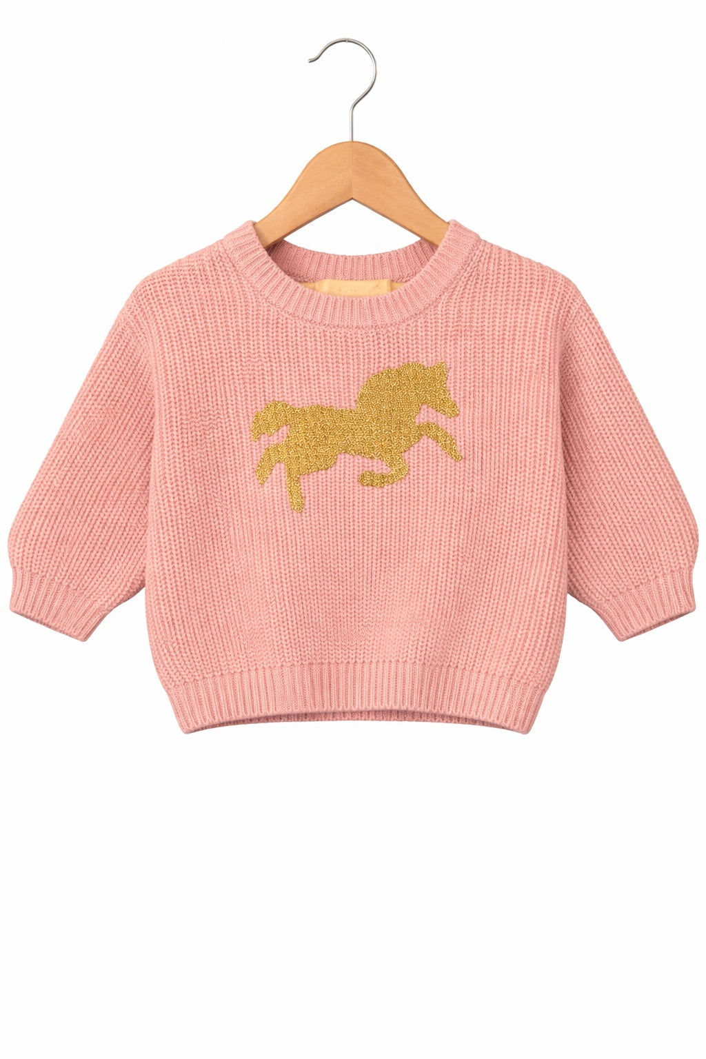 *MINI KIDS GOLD HORSE PINK SWEATER - 3M SWEATER Judith March