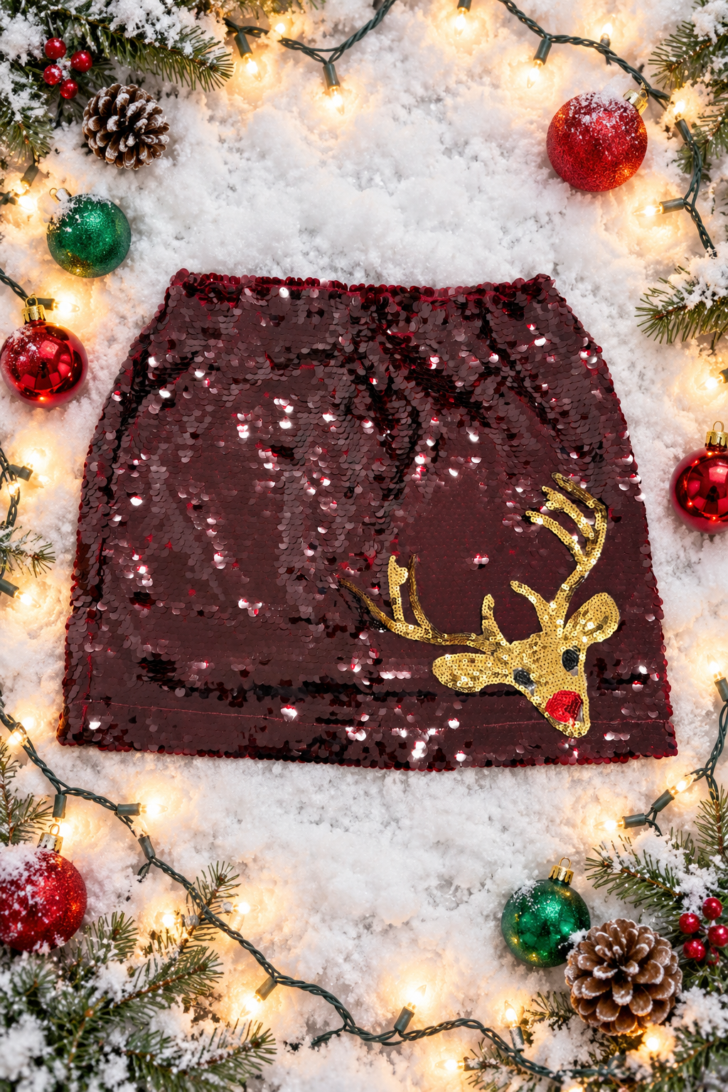 RUDOLPH'S SPARKLE SEQUIN SKIRT SKIRT Judith March MAROON SMALL