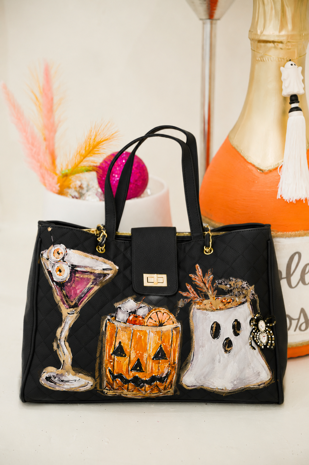 SPOOKY SPIRITS LUXE BLACK TOTE