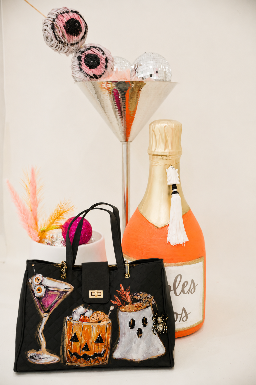 SPOOKY SPIRITS LUXE BLACK TOTE