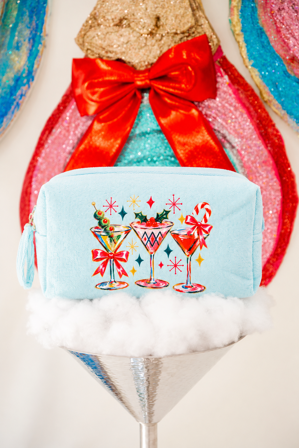 TIS THE SEASON COSMETIC BAGS TERRY BAG Judith March BLUE (TERRY)