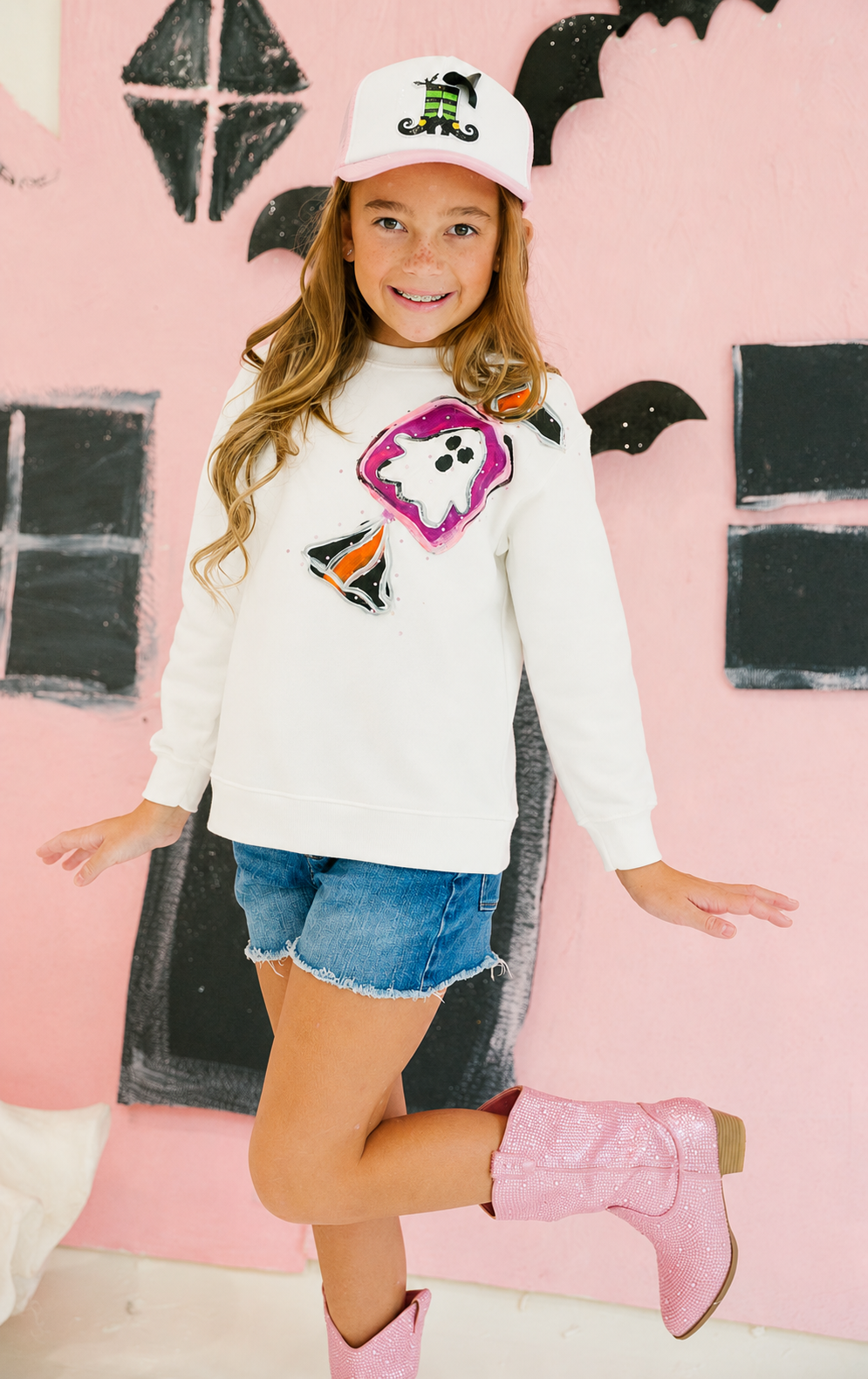 MINI KIDS GHOSTLY GOODIES WHITE PULLOVER PULLOVER Judith March
