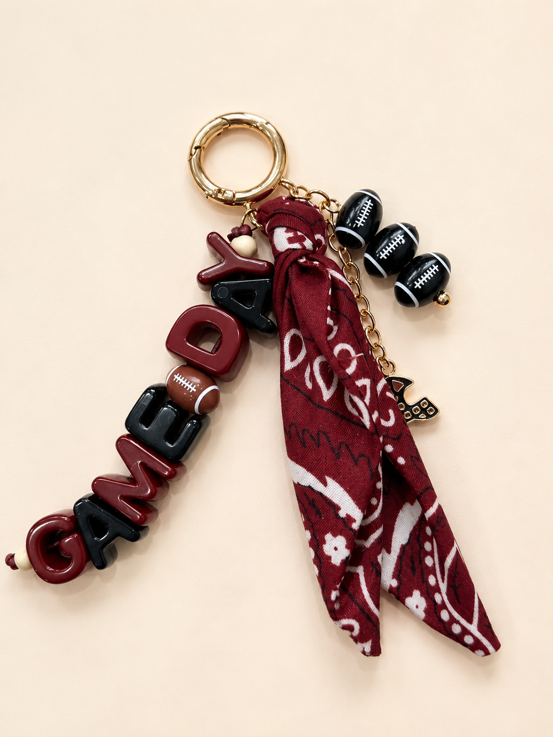 GAME DAY BAG CLIPS ACCESSORIES Judith March MAROON & BLACK SCARF BAG CLIP