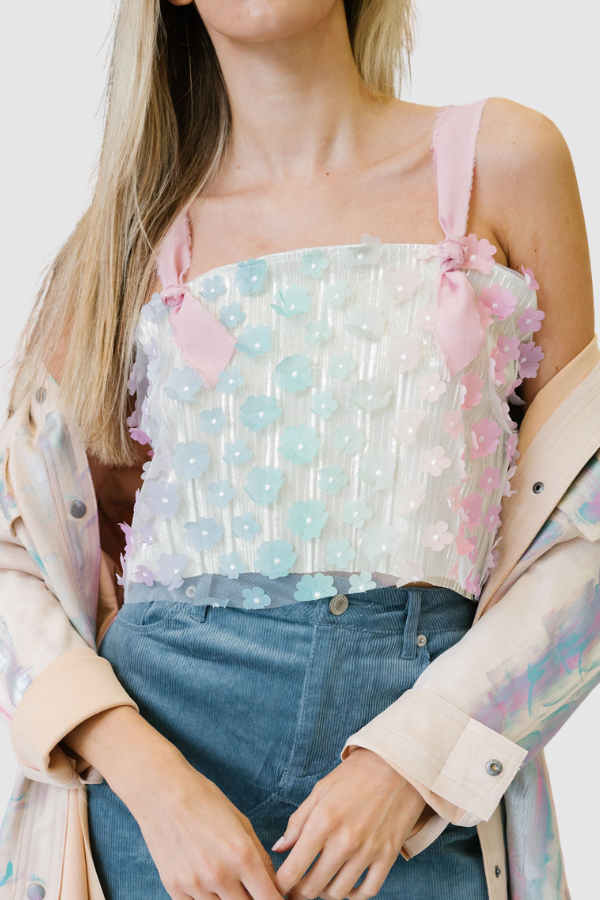*PASTEL FLOWER TOP - SMALL PULLOVER Judith March