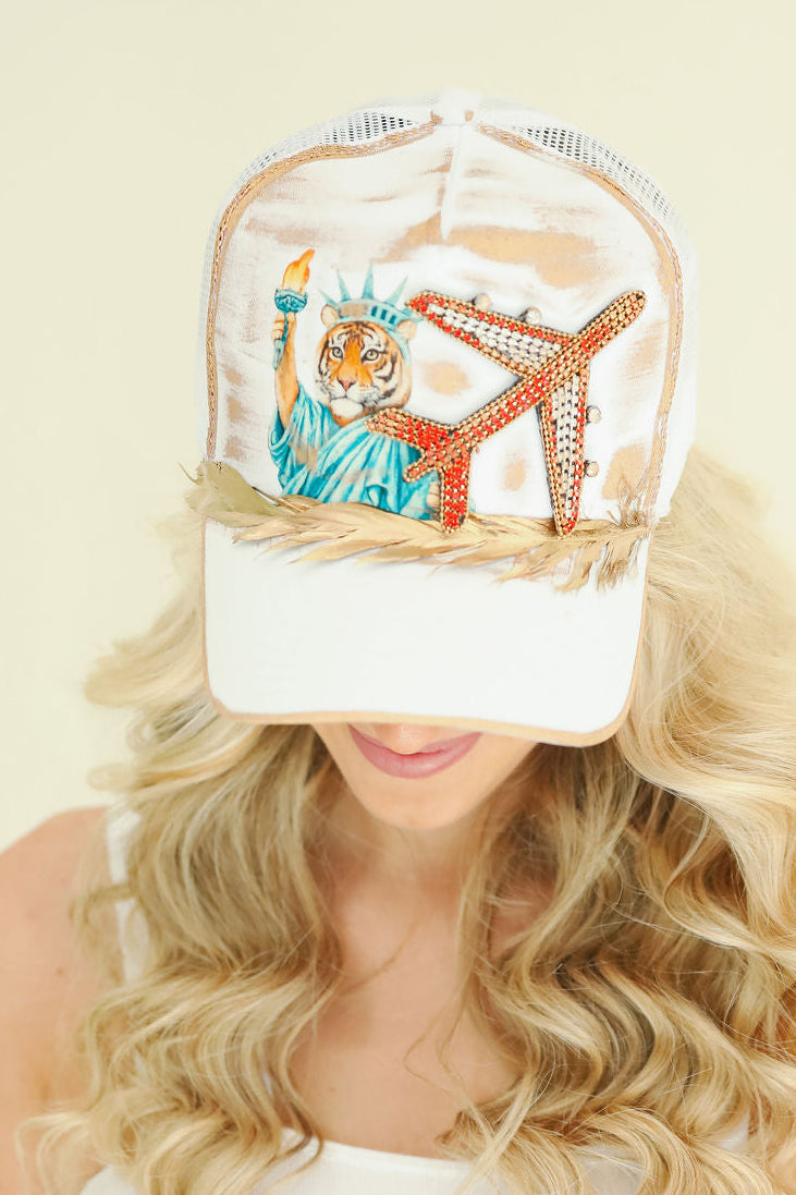 JET SET USA WHITE STRUCTURED HAT HAT Judith March