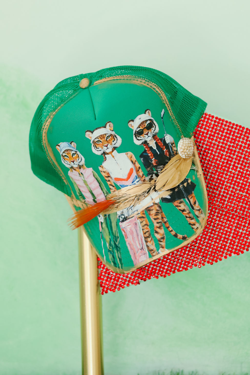 TIGERS & TEES GREEN TRUCKER HAT HAT Judith March