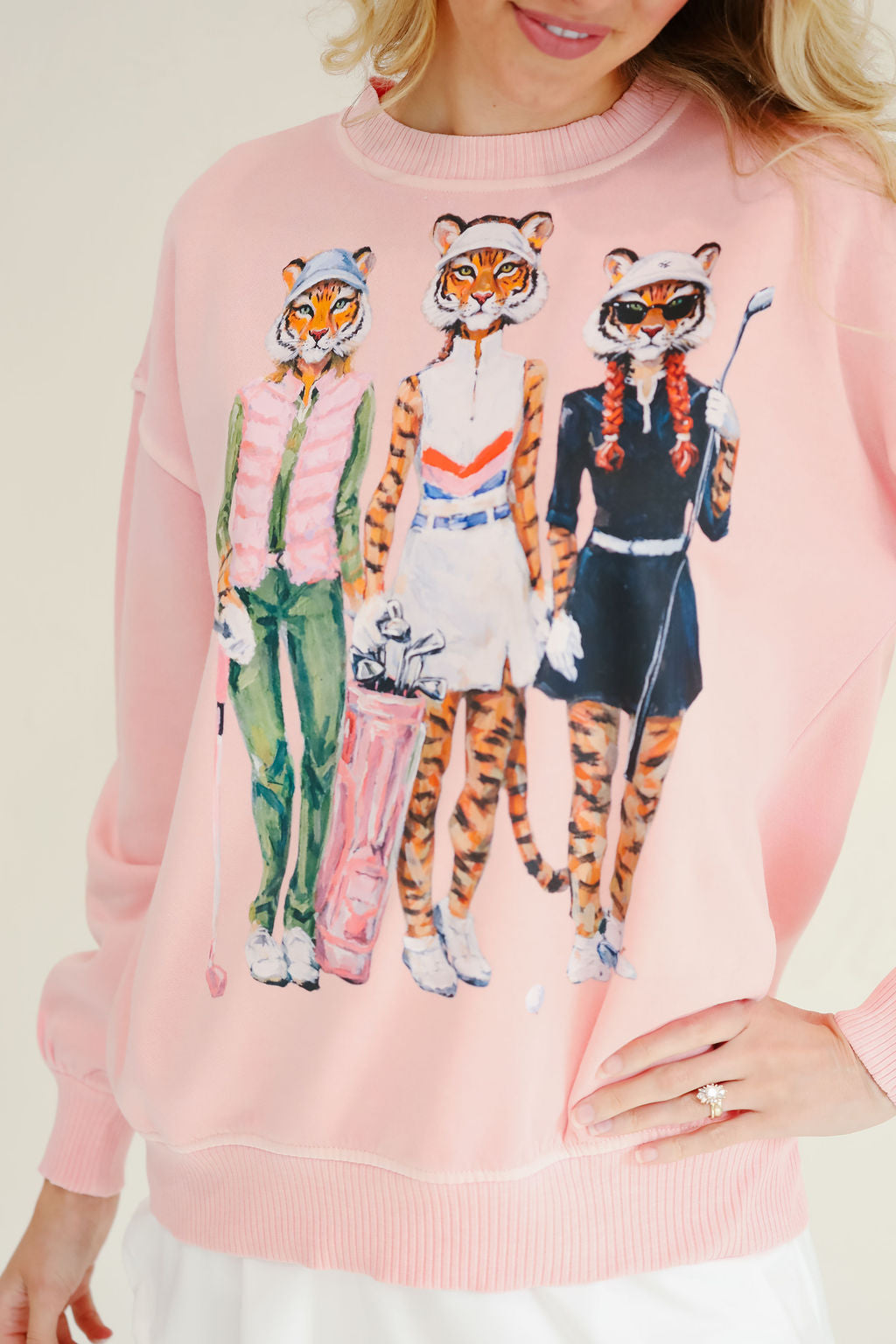 TIGERS & TEES PINK PULLOVER PULLOVER Judith March