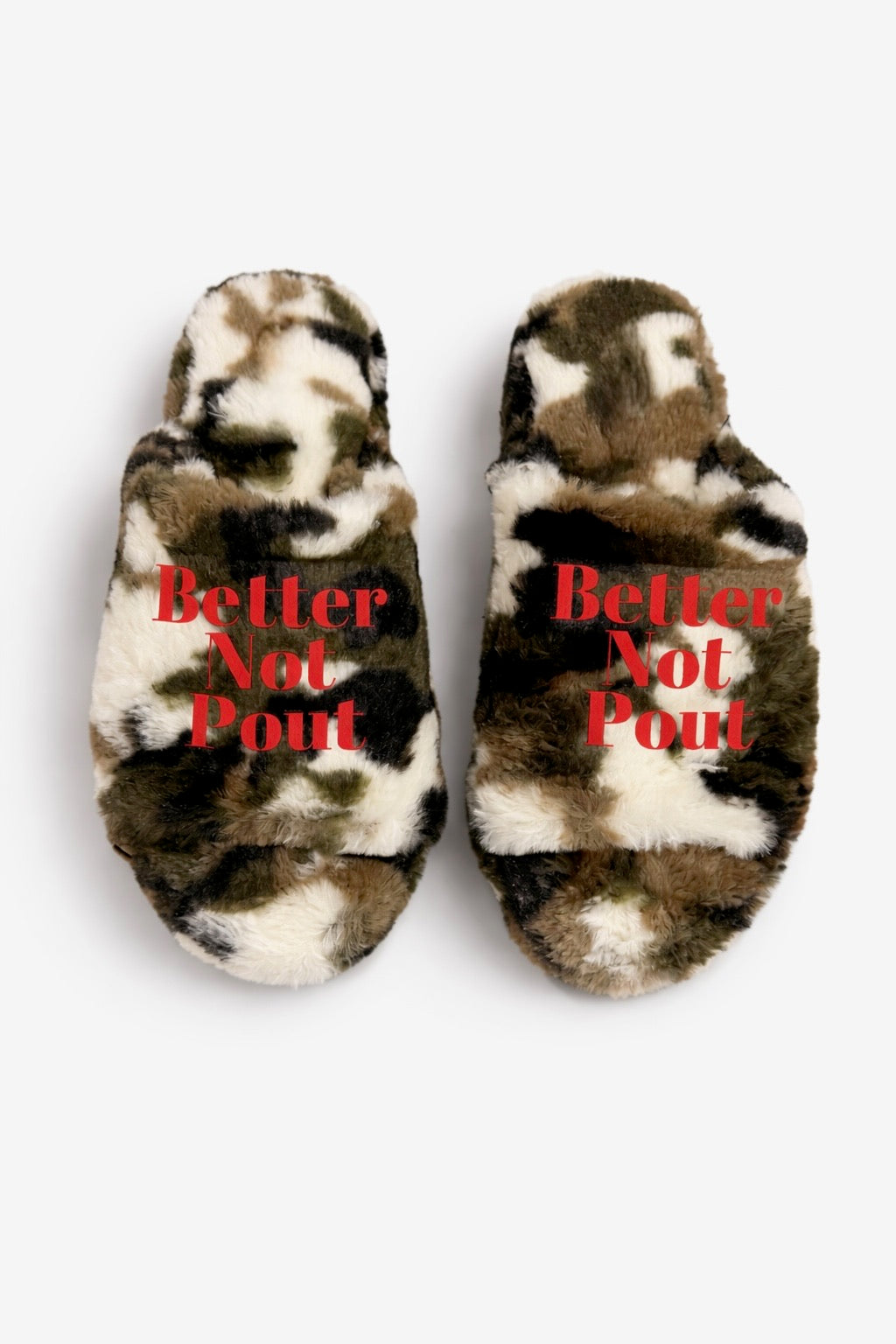 *BETTER NOT POUT CAMO SLIPPERS - S/M (5-7) PULLOVER Judith March