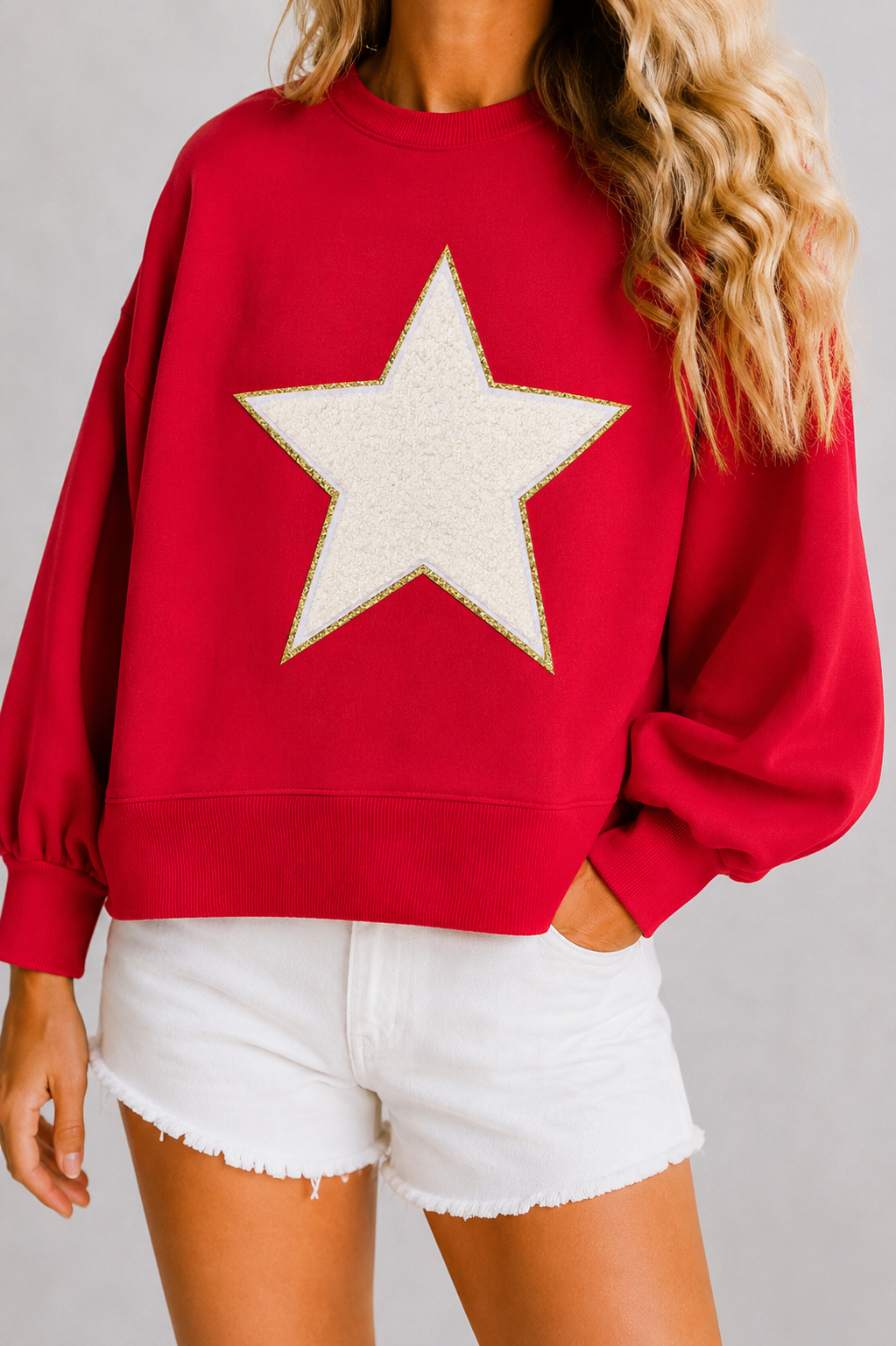 **TERRY STAR RED PULLOVER