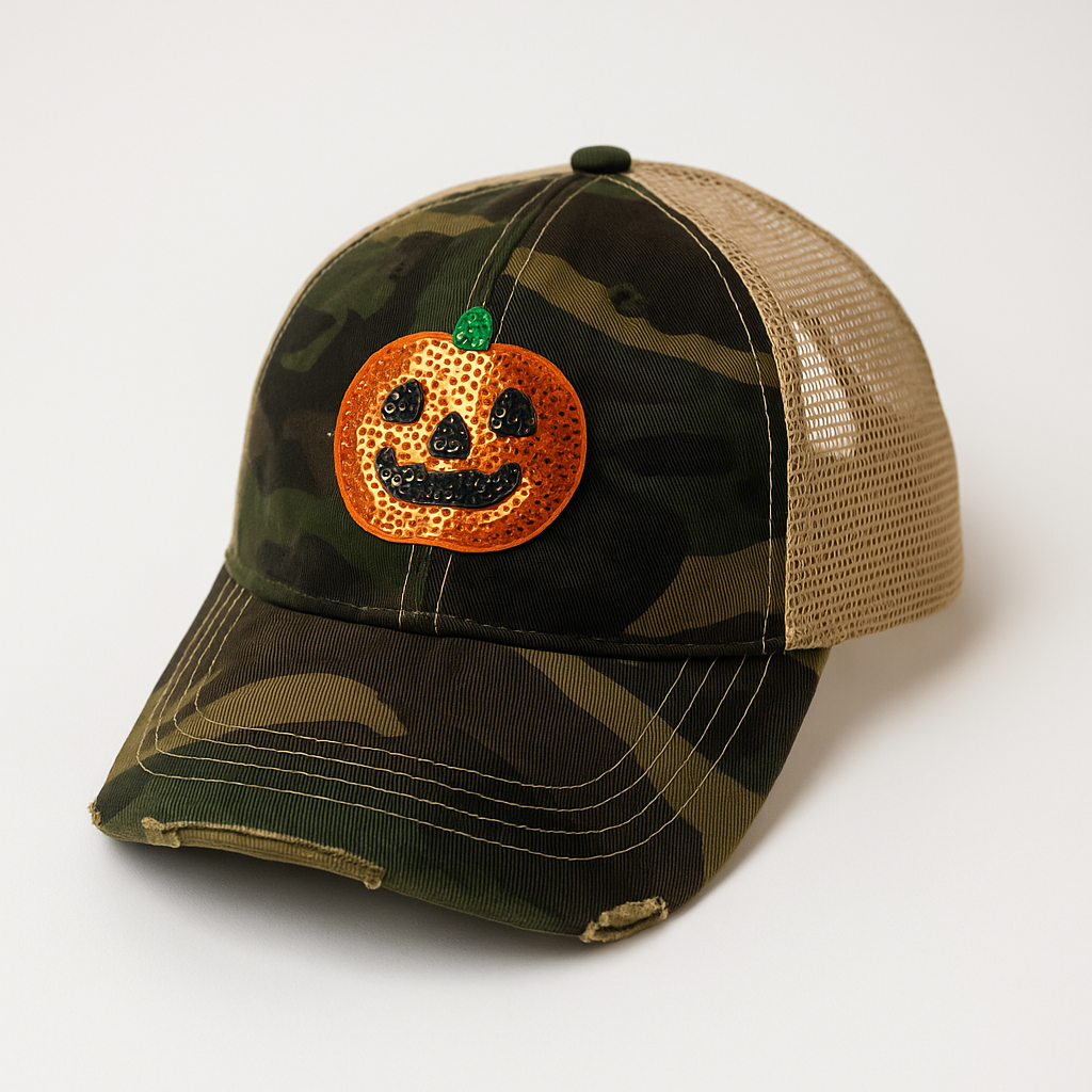 PUMPKIN PATCH CAMO DISTRESSED HAT Judith March