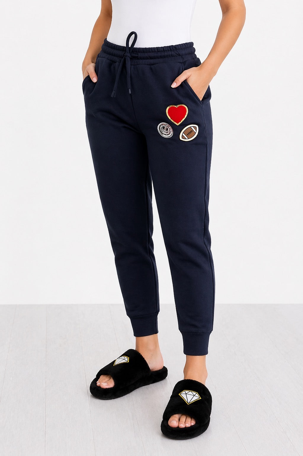 *FOOTBALL PATCHES NAVY JOGGERS - LARGE SWEATER Judith March