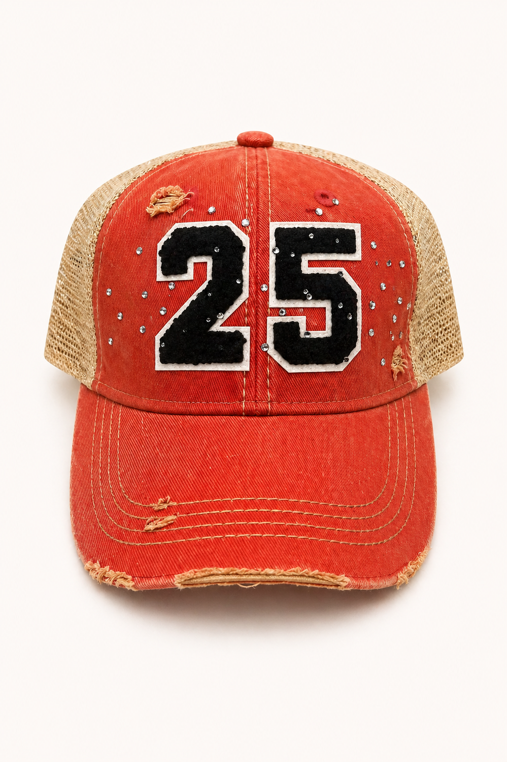 *BLACK #25 RED DISTRESSED HAT HAT Judith March