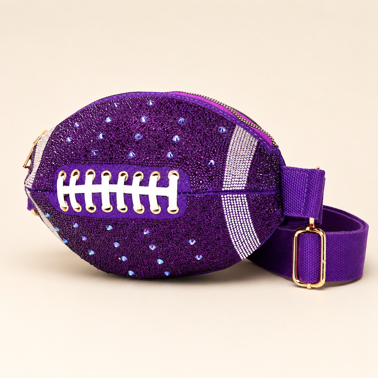 SPARKLE FOOTBALL HANDBAG Clutch Judith March PURPLE