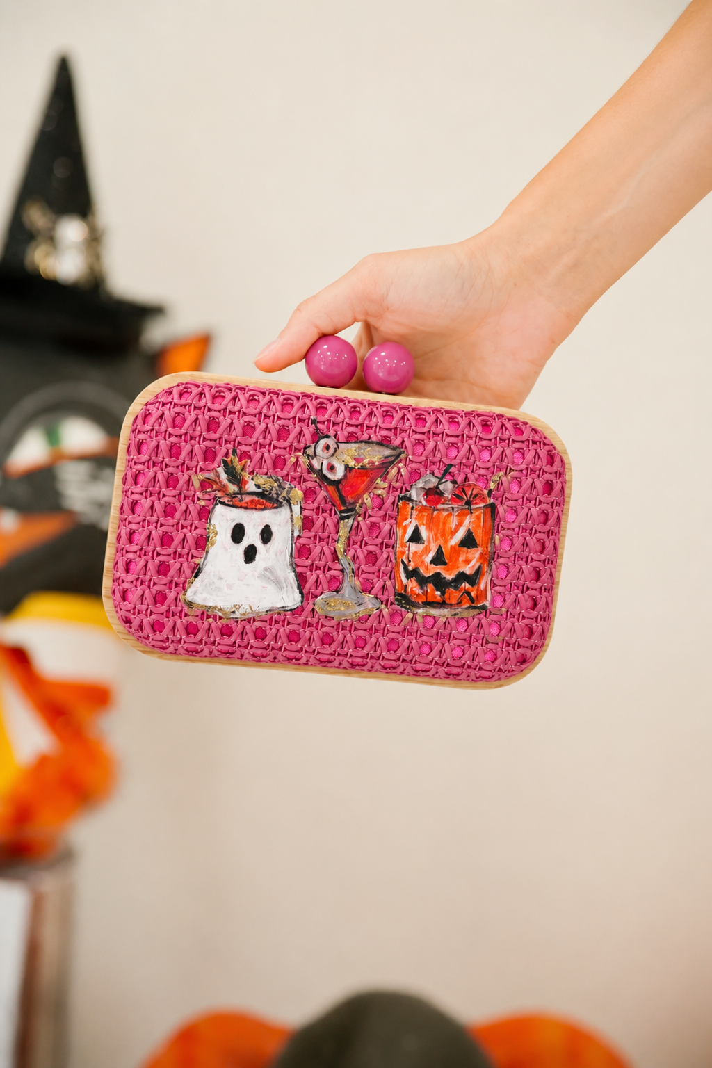 SPOOKY SIPS PINK CLUTCH PULLOVER Judith March