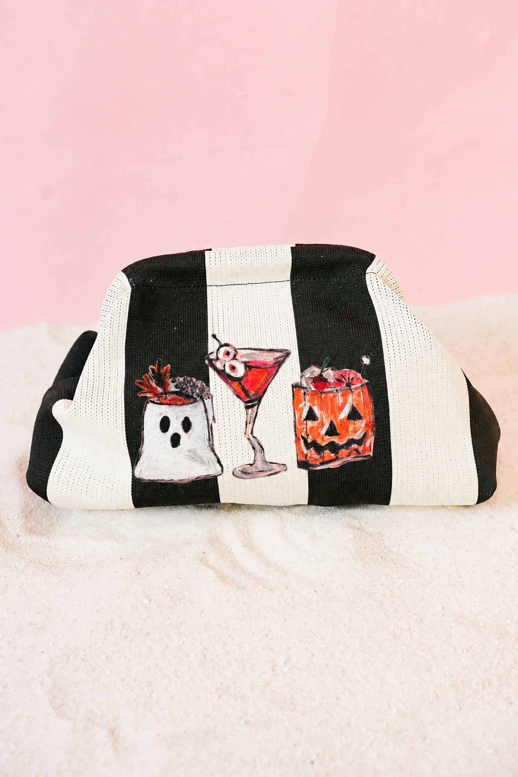 SPOOKY SIPS STRIPED CLUTCH PULLOVER Judith March