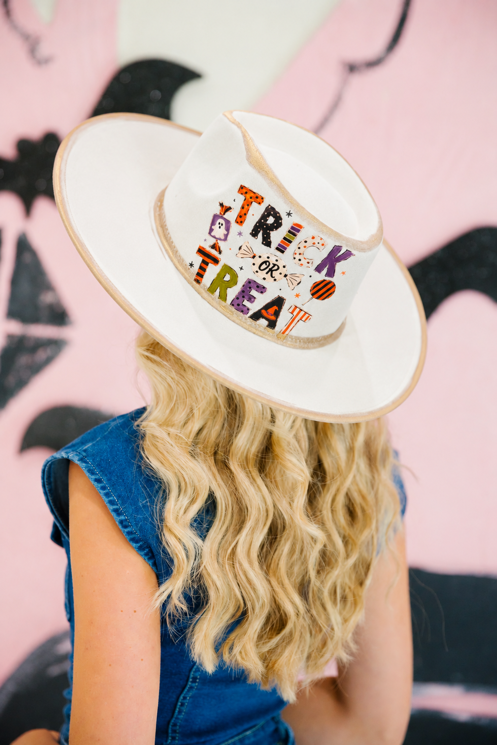 TRICK OR TREAT WHITE RANCHER HAT TRUCKER HAT Judith March