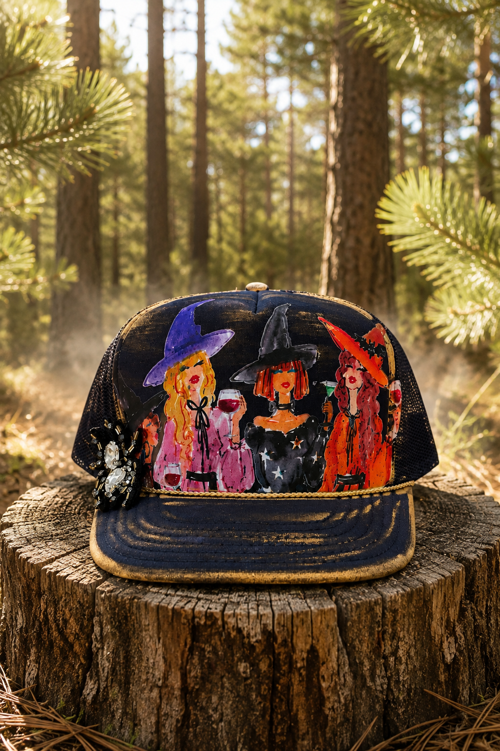 WITCHES NIGHT OUT NAVY TRUCKER HAT