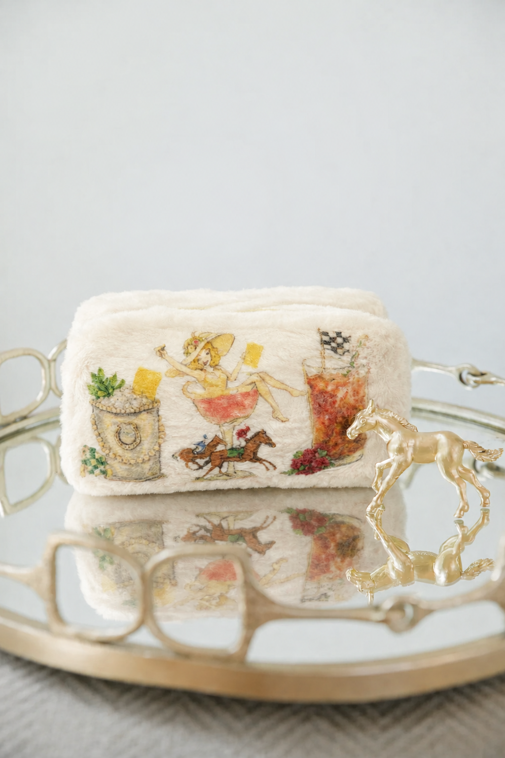 SIPS AT THE STAKES PINK FUZZY BAG Cosmetic & Toiletry Bags Judith March