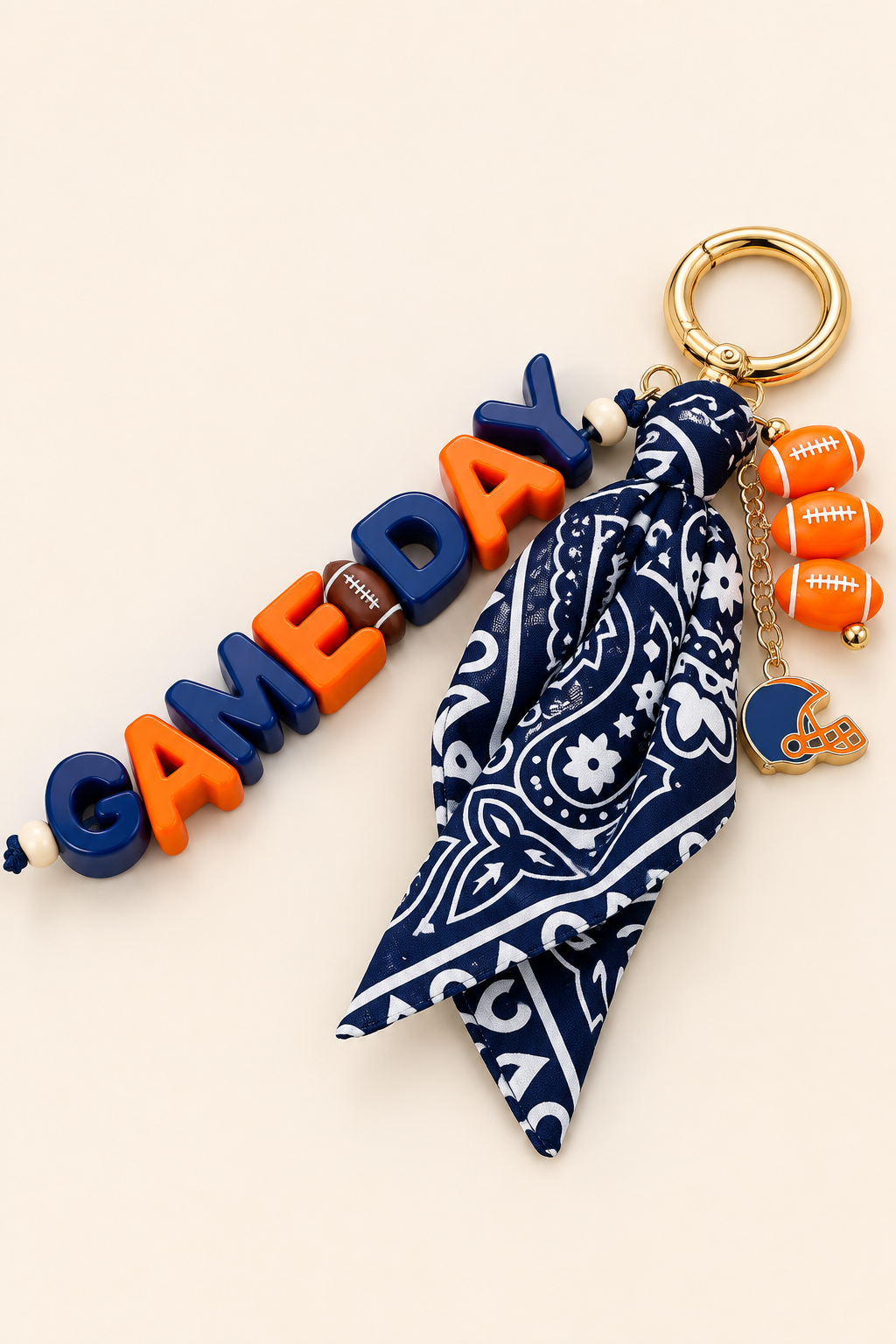 GAME DAY BAG CLIPS ACCESSORIES Judith March ORANGE & BLUE - SCARF BAG CLIP