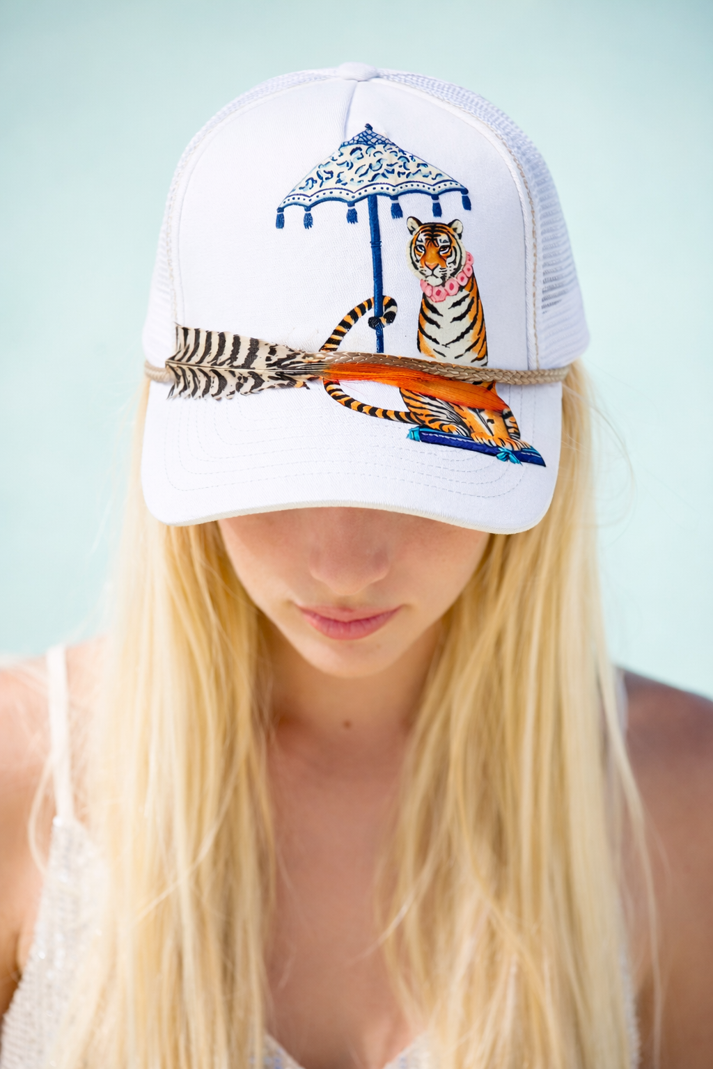 COASTAL TIGER WHITE TRUCKER HAT HAT Judith March