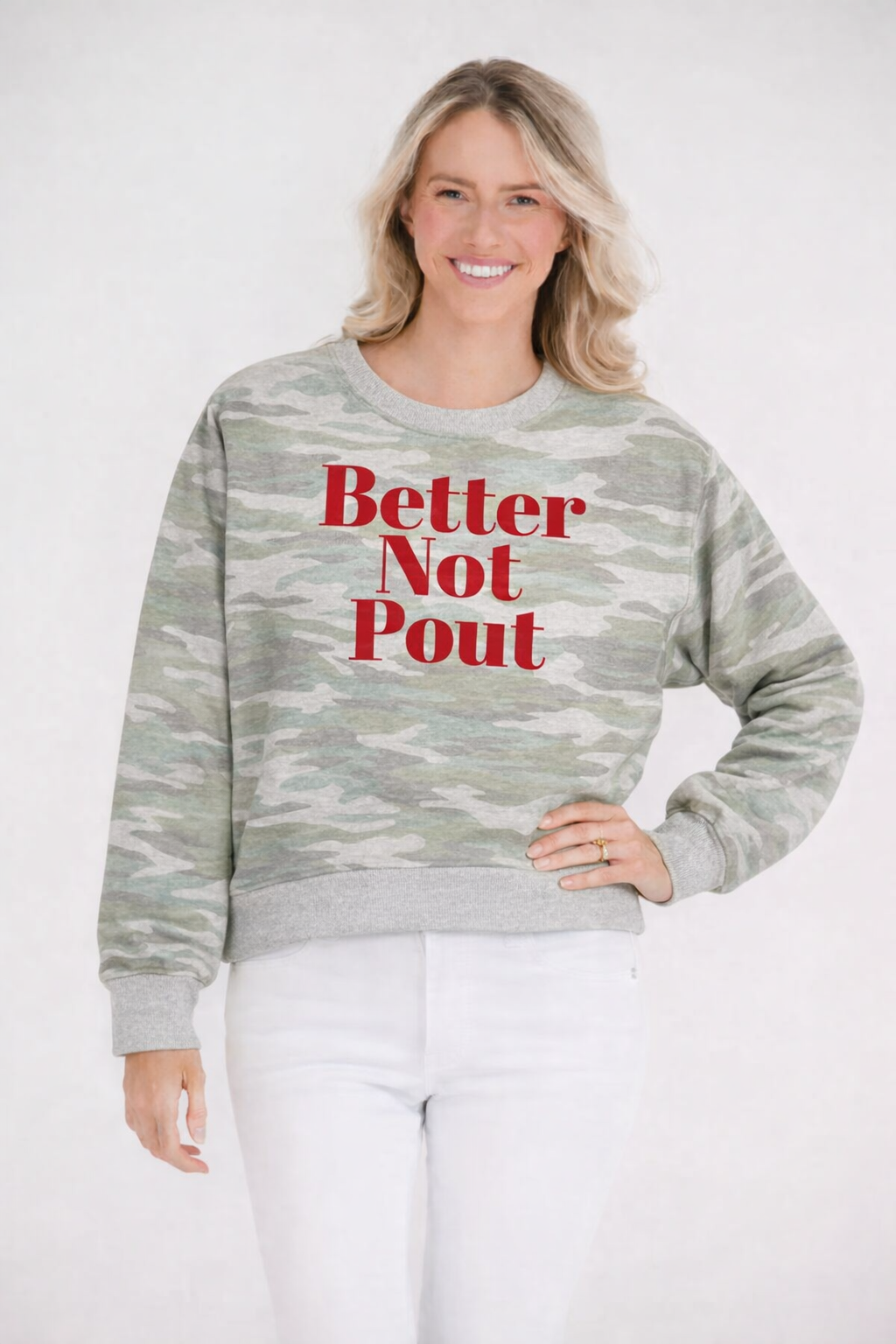 *BETTER NOT POUT CAMO PULLOVER - L/XL PULLOVER Judith March