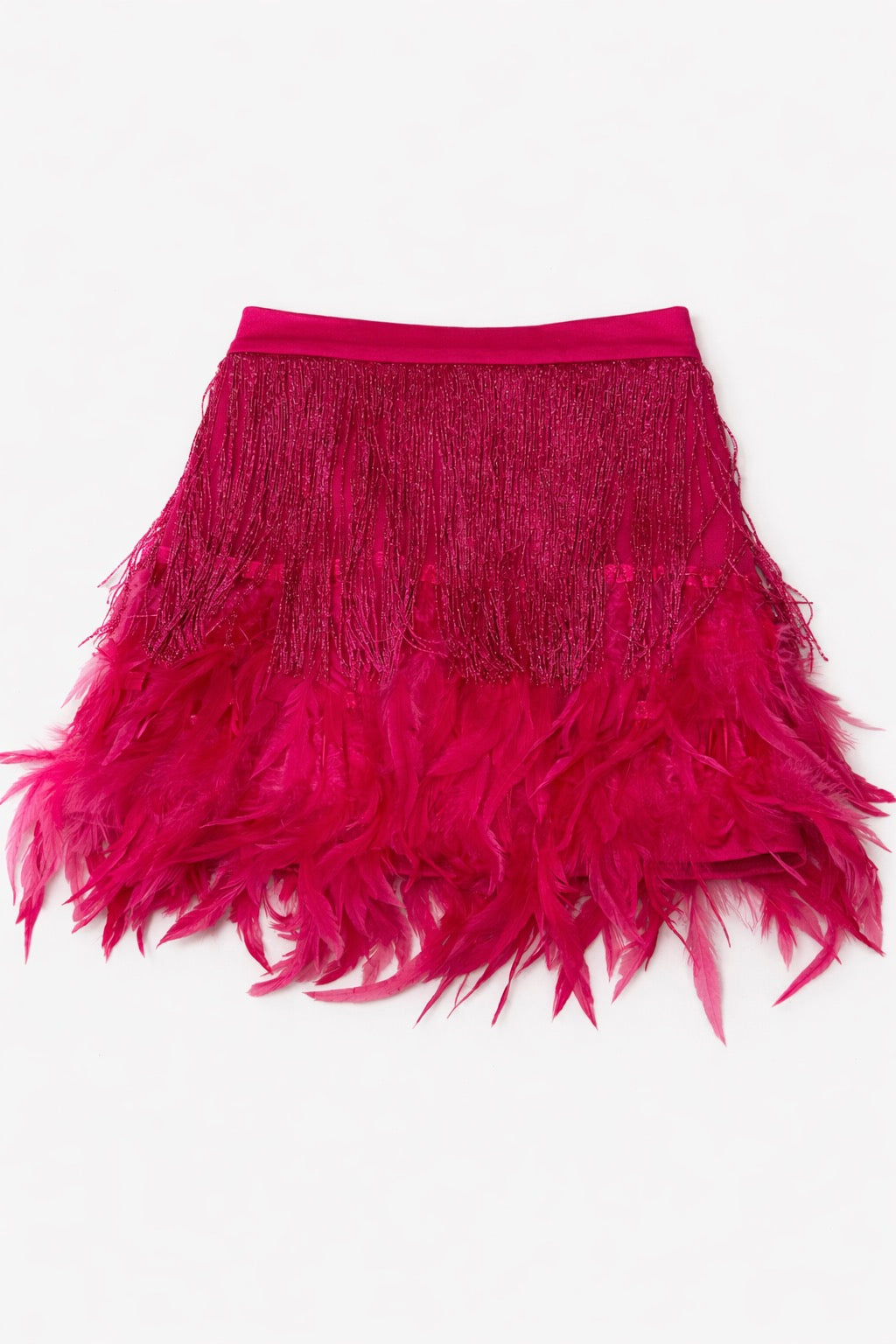 *PINK FEATHER FRINGE SKIRT - SMALL SKIRT Judith March
