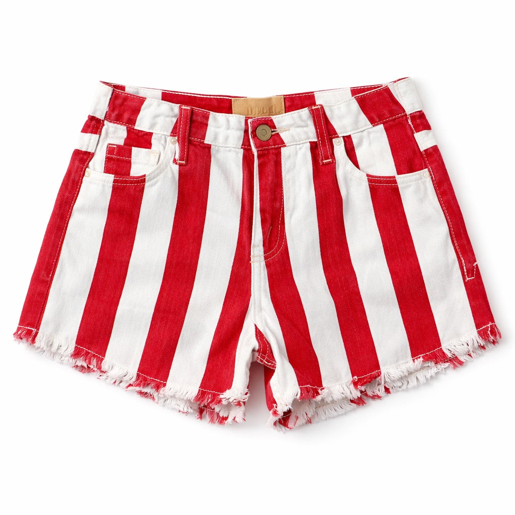 *RED STRIPED DENIM SHORTS - SMALL SHORTS Judith March