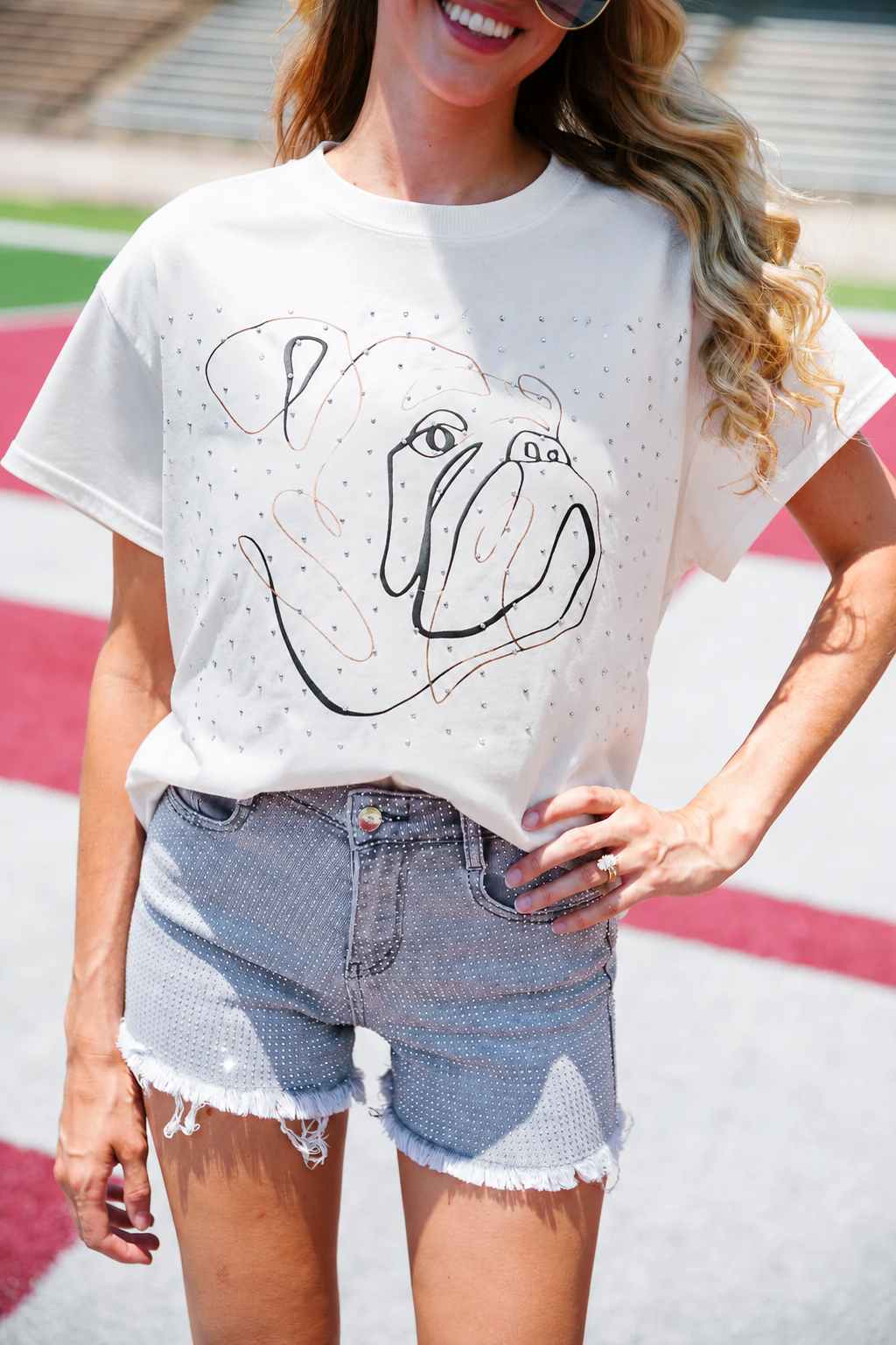 BULLDOG BEJEWELED TEE TEE Judith March