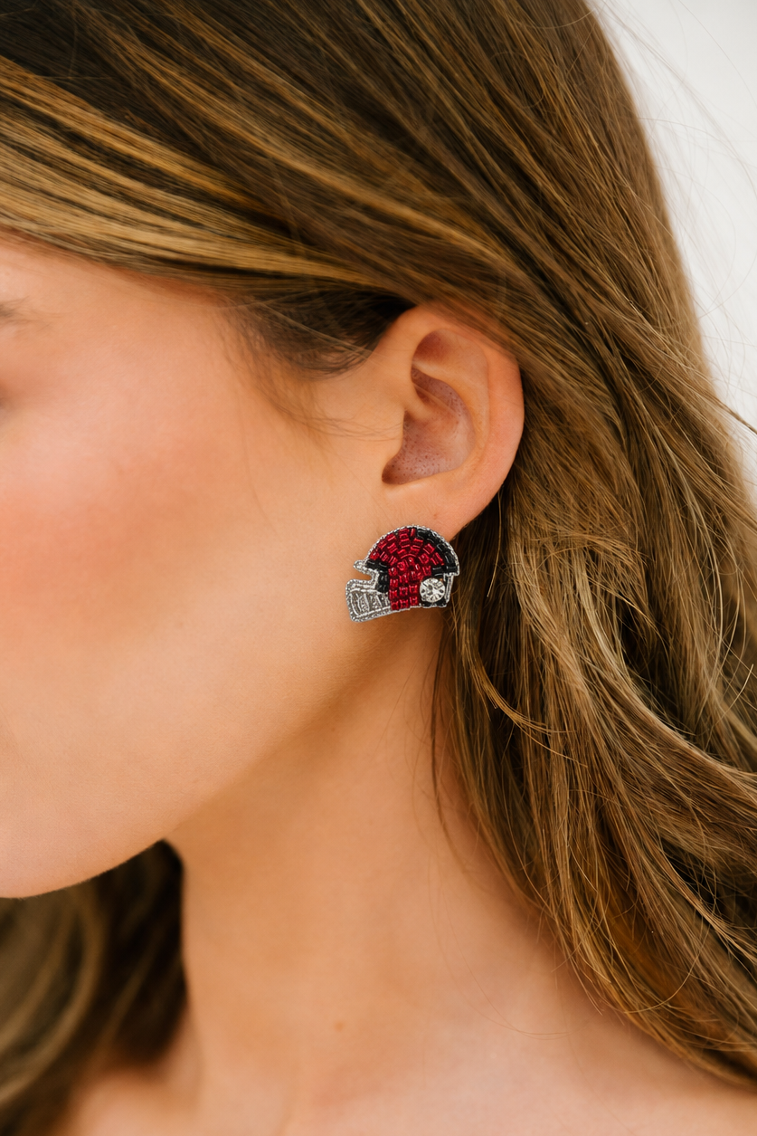 HELMET RED BEADED EARRINGS earrings Judith March