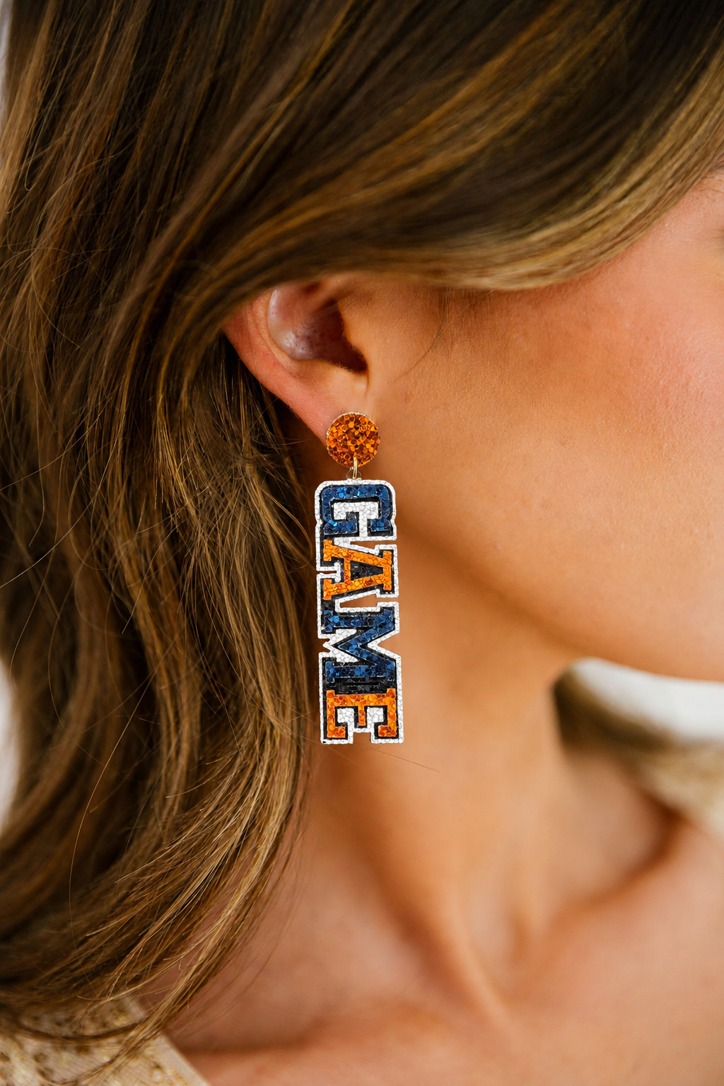 GAME DAY ORANGE/BLUE EARRINGS earrings Judith March